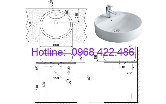 kích thước lavabo đặt bàn