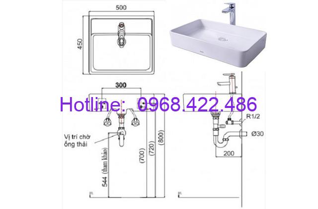 kích thước lavabo hình chữ nhật